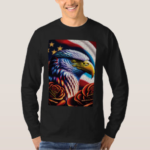 Weißkopfseeadler Rose Patriotisch 4. Juli USA Amer T-Shirt