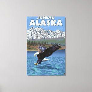 Weißkopfseeadler-Tauchen - Juneau, Alaska Leinwanddruck