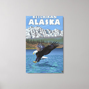 Weißkopfseeadler-Tauchen - Ketchikan, Alaska Leinwanddruck