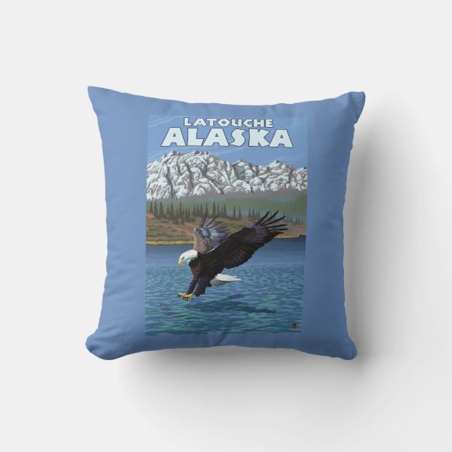 Weißkopfseeadler-Tauchen - Latouche, Alaska Kissen (Vorderseite)