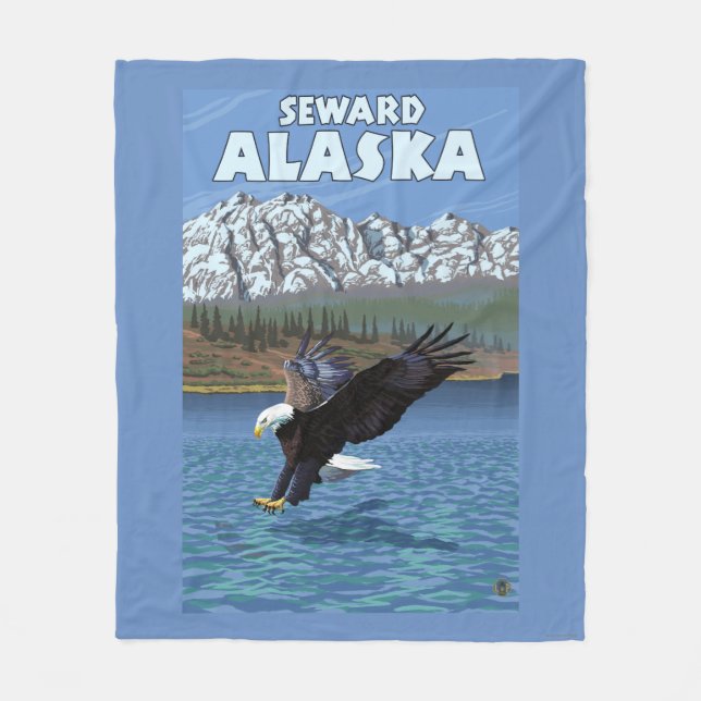 Weißkopfseeadler-Tauchen - Seward, Alaska Fleecedecke (Vorderseite)