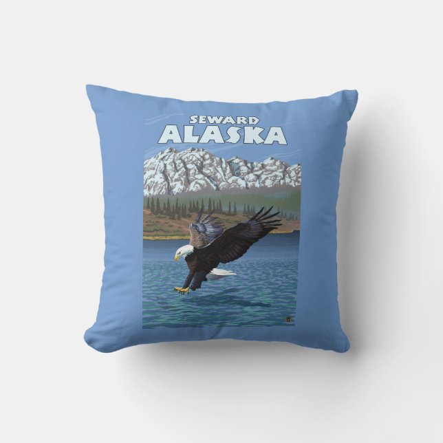 Weißkopfseeadler-Tauchen - Seward, Alaska Kissen (Vorderseite)