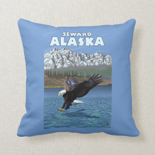 Weißkopfseeadler-Tauchen - Seward, Alaska Kissen