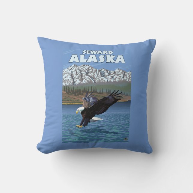 Weißkopfseeadler-Tauchen - Seward, Alaska Kissen (Vorderseite)