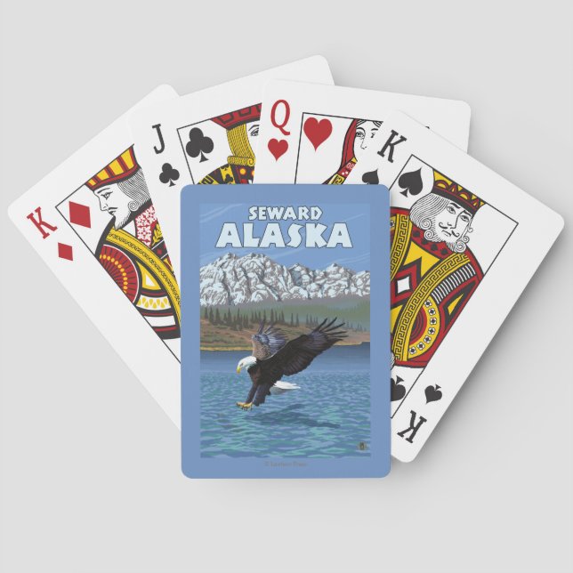 Weißkopfseeadler-Tauchen - Seward, Alaska Spielkarten (Rückseite)