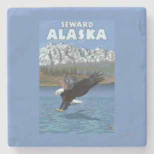 Weißkopfseeadler-Tauchen - Seward, Alaska Steinuntersetzer