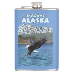 Weißkopfseeadler-Tauchen - Skagway, Alaska Flachmann