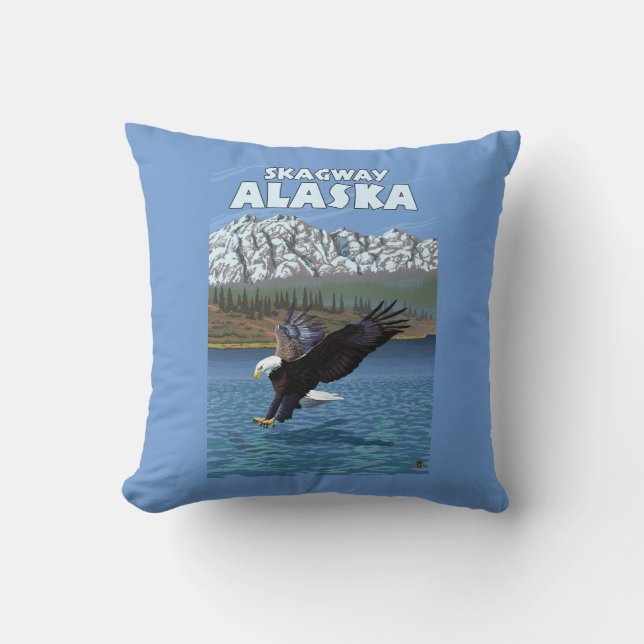 Weißkopfseeadler-Tauchen - Skagway, Alaska Kissen (Vorderseite)