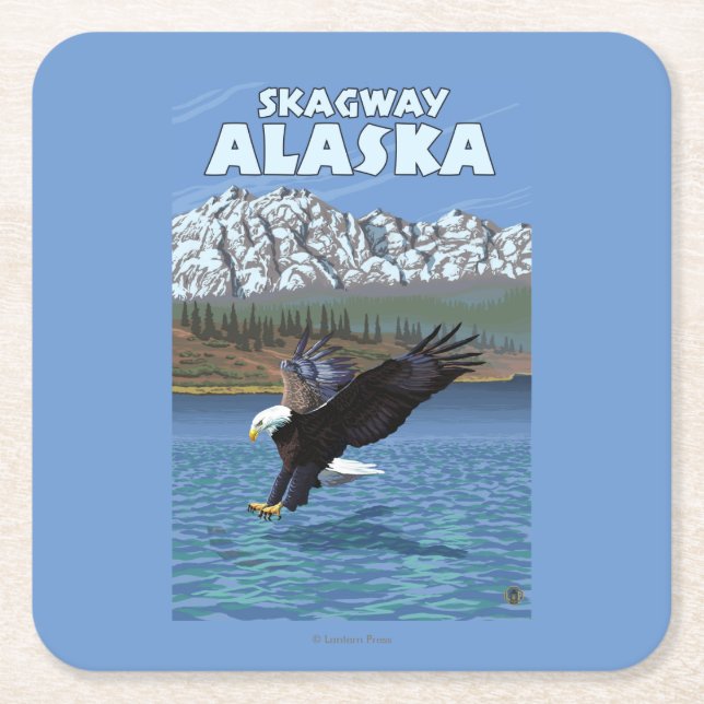 Weißkopfseeadler-Tauchen - Skagway, Alaska Rechteckiger Pappuntersetzer (Vorderseite)