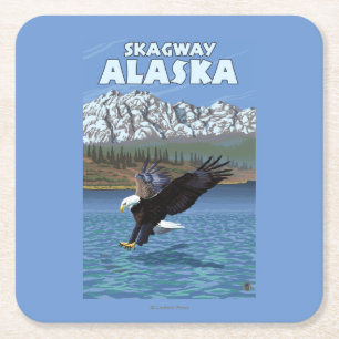 Weißkopfseeadler-Tauchen - Skagway, Alaska Rechteckiger Pappuntersetzer