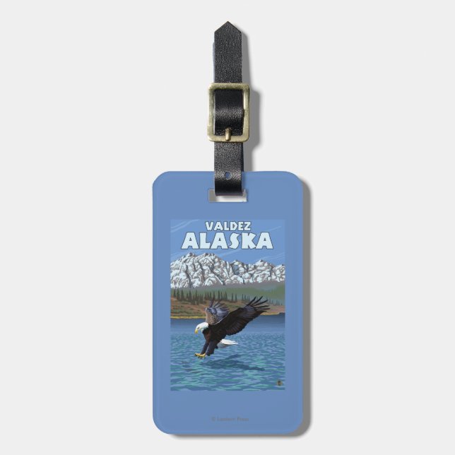 Weißkopfseeadler-Tauchen - Valdez, Alaska Gepäckanhänger (Vorderseite vertikal)