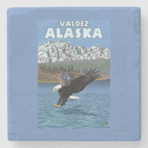 Weißkopfseeadler-Tauchen - Valdez, Alaska Steinuntersetzer
