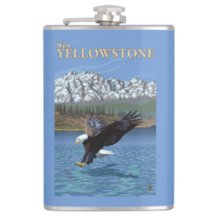 Weißkopfseeadler-Tauchen - WestYellowstone, M.Ü. Flachmann