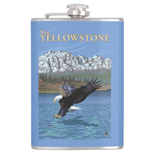 Weißkopfseeadler-Tauchen - WestYellowstone, M.Ü. Flachmann (Vorderseite)