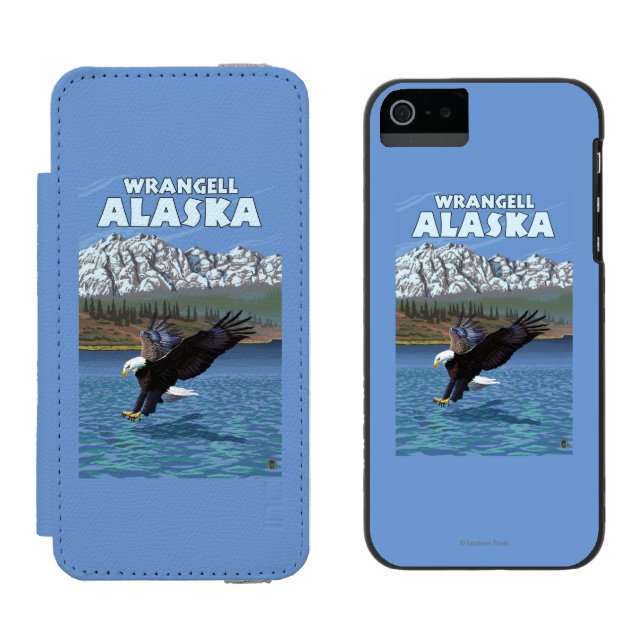 Weißkopfseeadler-Tauchen - Wrangell, Alaska Incipio iPhone Geldbeutel-Hülle (Seite an Seite)