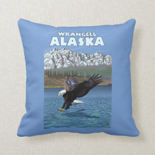 Weißkopfseeadler-Tauchen - Wrangell, Alaska Kissen