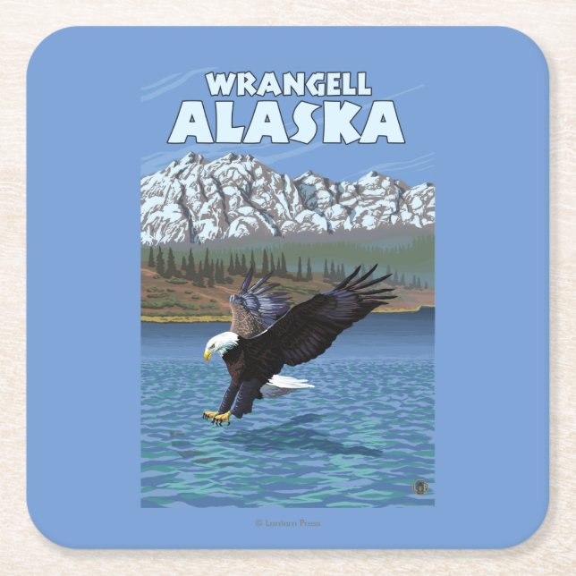 Weißkopfseeadler-Tauchen - Wrangell, Alaska Rechteckiger Pappuntersetzer (Vorderseite)