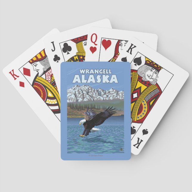 Weißkopfseeadler-Tauchen - Wrangell, Alaska Spielkarten (Rückseite)