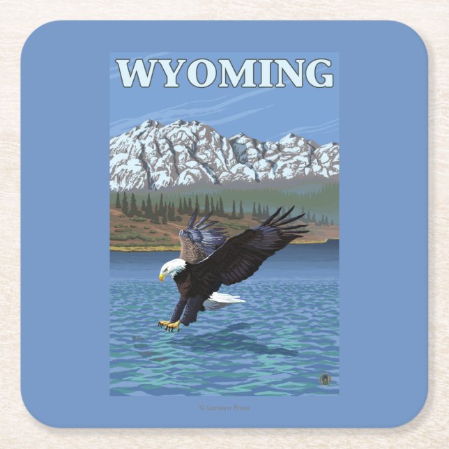 Weißkopfseeadler-Tauchen - Wyoming Rechteckiger Pappuntersetzer (Vorderseite)