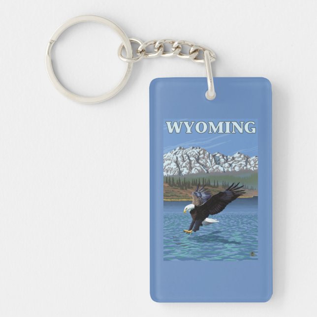 Weißkopfseeadler-Tauchen - Wyoming Schlüsselanhänger (Vorderseite)
