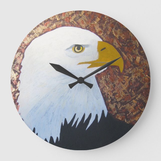 Weißkopfseeadler-Uhr Große Wanduhr (Vorderseite)