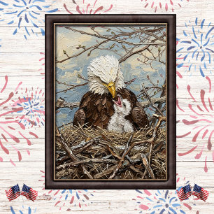 Weißkopfseeadler und Jungadler-Nest-Kunst Poster