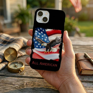 Weißkopfseeadler & US-Flagge 4. Juli iPhone 15 Hülle