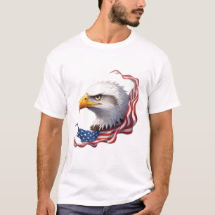 Weißkopfseeadlerkopf mit wehender amerikanischer F T-Shirt