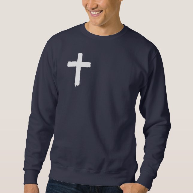Weißkreuz, John-14:6-Sweatshirt (Marineblau) Sweatshirt (Vorderseite)