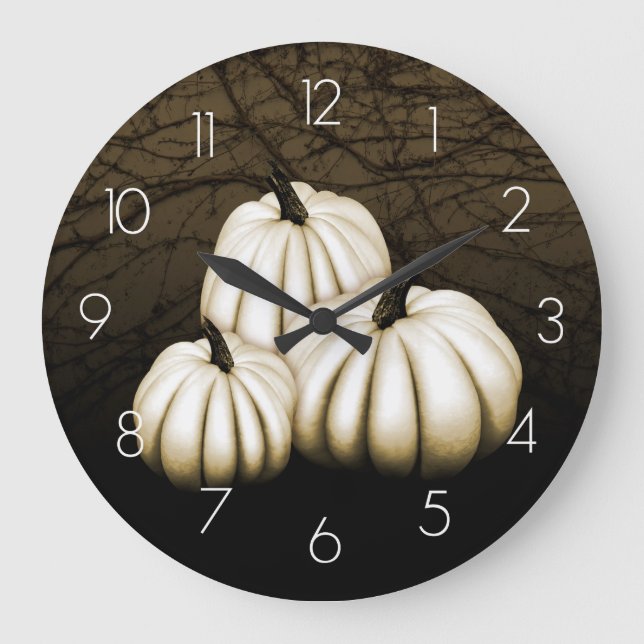 Weißkürbis Große Wanduhr (Vorderseite)