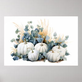 Weißkürbis und Eukalyptus-Grüntöne fallen Poster