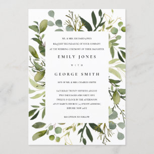 WEISSLEAFENRAHMEN GREEN FOLIAGE WATERCOLOR WEDD EINLADUNG