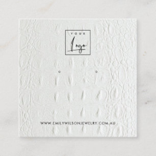WEISSLEDERTEXTURE STUDIERT EARRING DISPLAD QUADRATISCHE VISITENKARTE