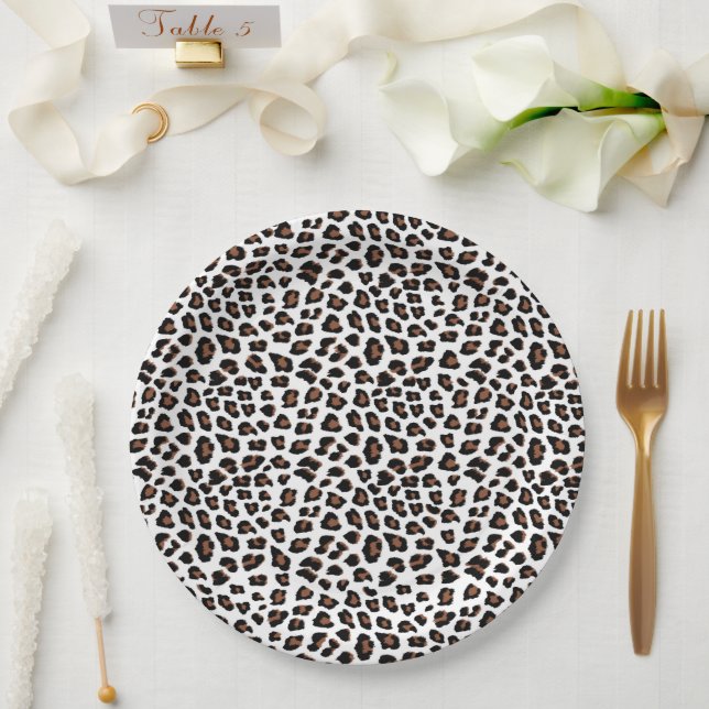 Weißleopard Pappteller (Hochzeit)