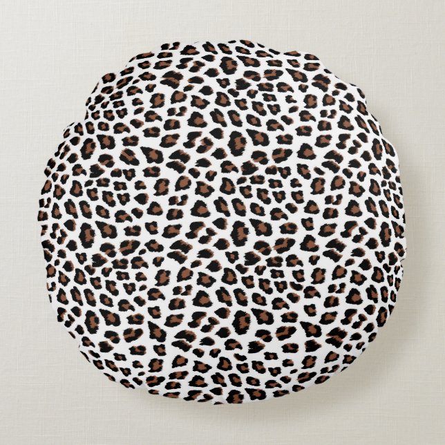 Weißleopard Rundes Kissen (Vorderseite)
