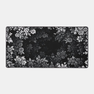 weißlich-gotische Monochrome-Hollow-Floral Bloom Schreibtischunterlage