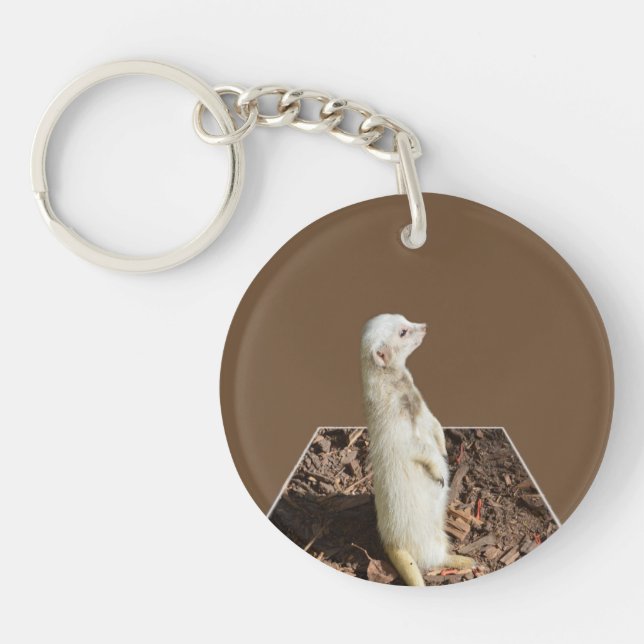 Weißmeerkat auf Wachdienst, Schlüsselanhänger (Vorderseite)
