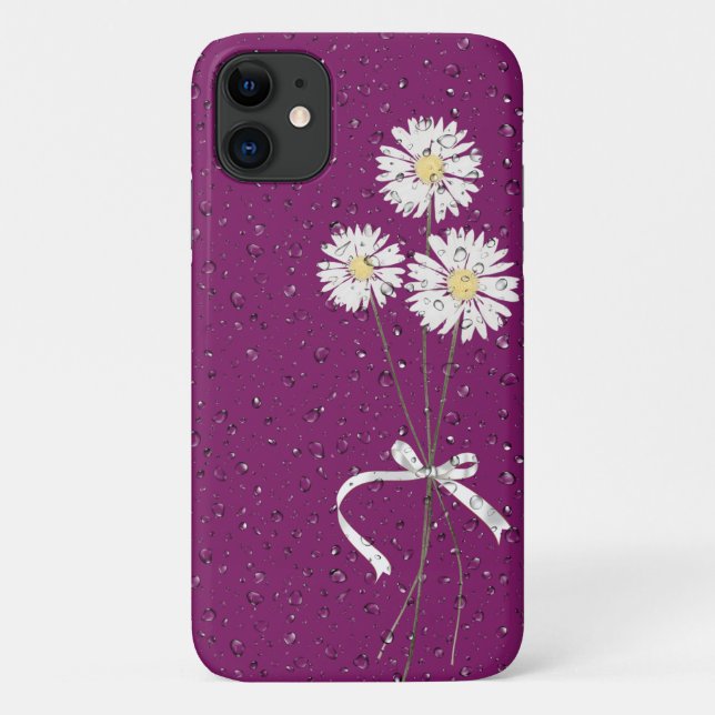 Weißmehl mit Regentropfen auf Magenta Case-Mate iPhone Hülle (Rückseite)