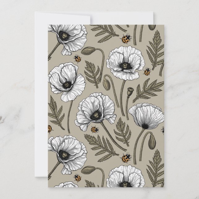 Weißmohn und Ladybugs (Vorderseite)