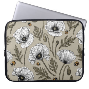 Weißmohn und Ladybugs Laptopschutzhülle