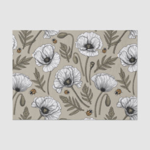 Weißmohn und Ladybugs Seidenpapier