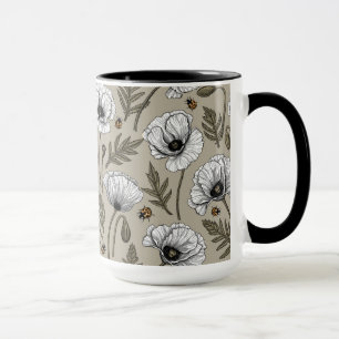 Weißmohn und Ladybugs Tasse