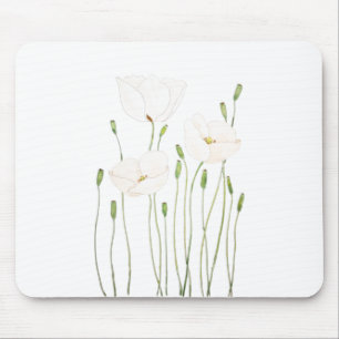 Weißmohnwasserfarbe Mousepad