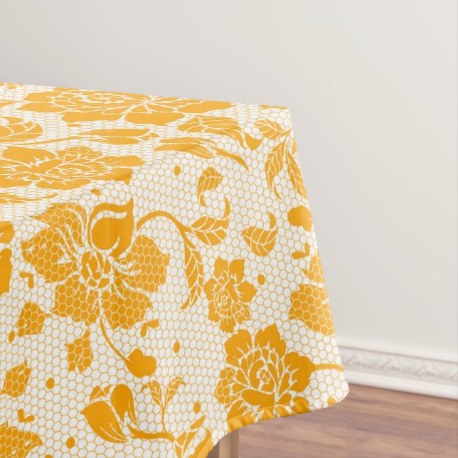 Weißorange Blume Wabenkolben Tischdecke (Beispiel)