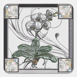 Weißorchid Quadratischer Aufkleber