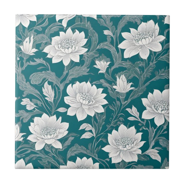 Weißorientalische Blume Fliese (Vorderseite)