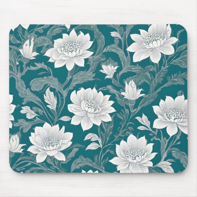 Weißorientalische Blume Mousepad (Vorne)