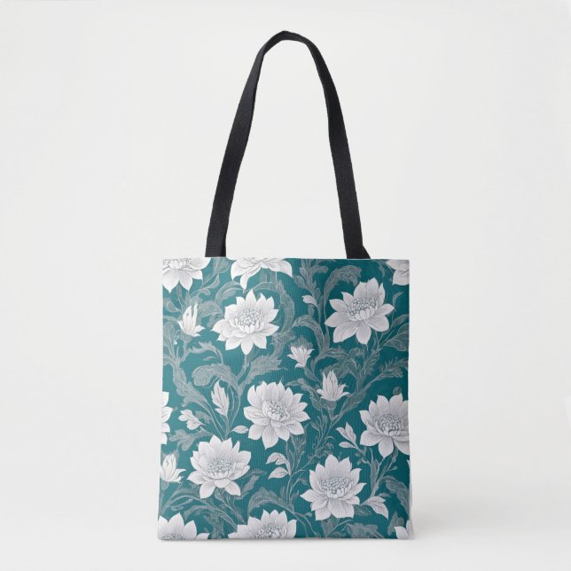 Weißorientalische Blume Tasche (Vorderseite)