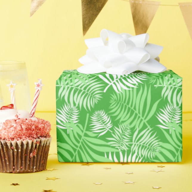Weißpalmenfront zum Grünbuch Geschenkpapier (Geburtstagsparty)