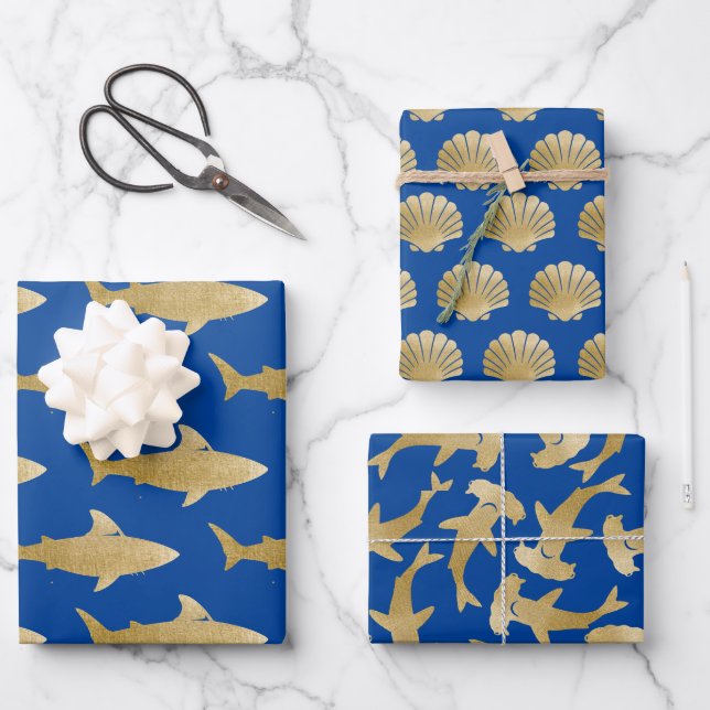 Weißpapier für Haifischflossen-Set 3 Geschenkpapier Set (Vorderseite)